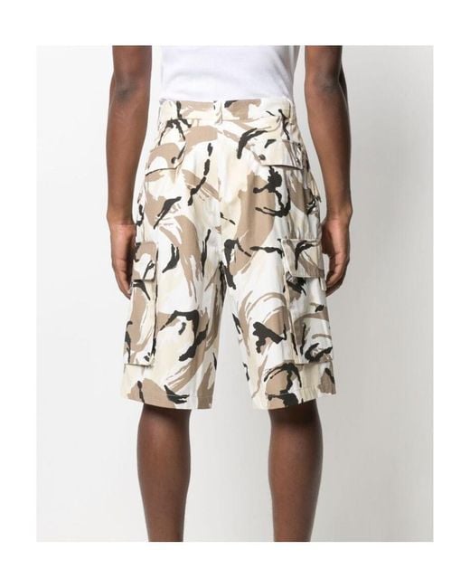 KENZO White Tropic Camo Print Cargo Shorts for men