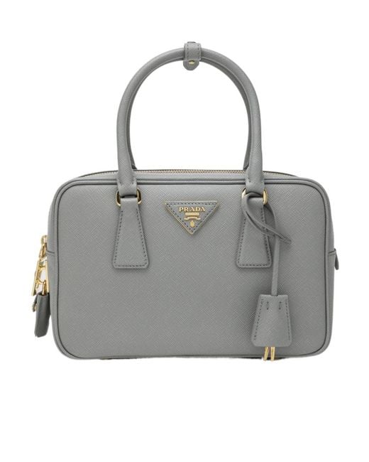 Prada Gray Logo Shoulder Bag