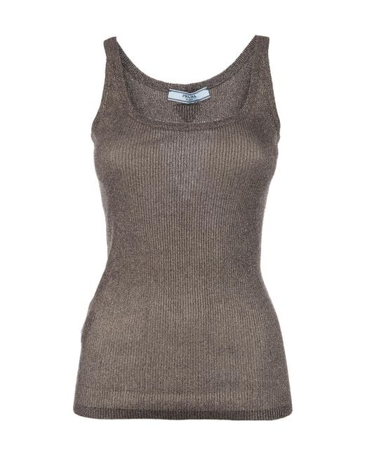 Prada Brown Ribbed Tank Top