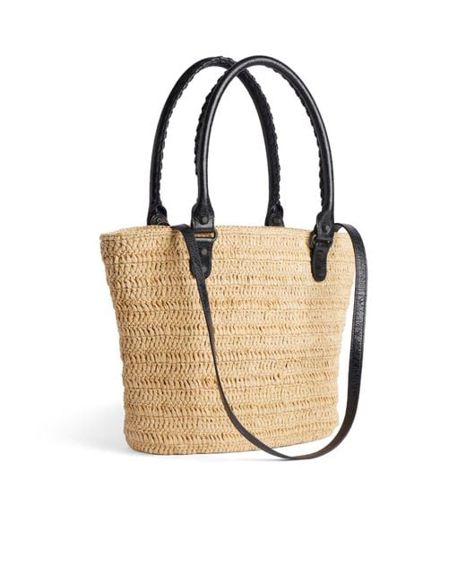 Balenciaga Le Cagole Raffia Basket Bag in White | Lyst