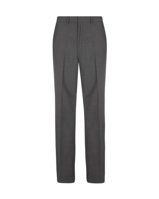 Boss Gray Unpleated Casual Pants for men