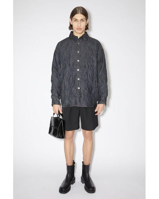 Acne Blue Crinkled Denim Shirt Jacket for men