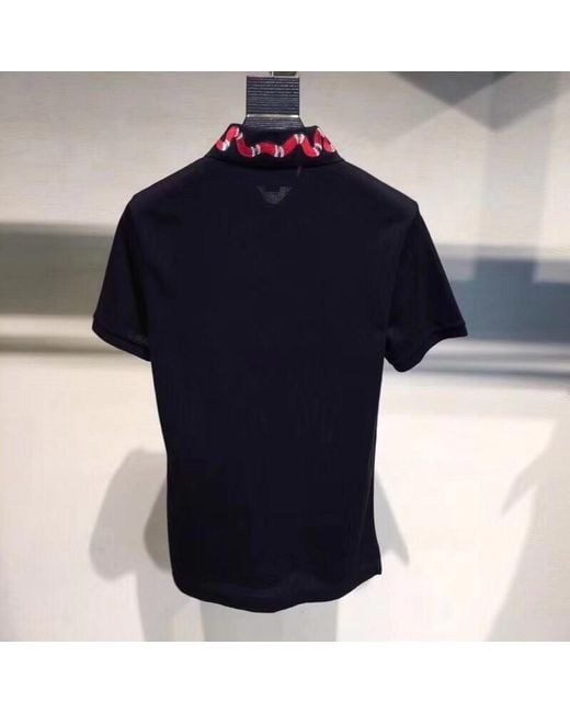 Gucci Black Polo With Snake Embroidery for men