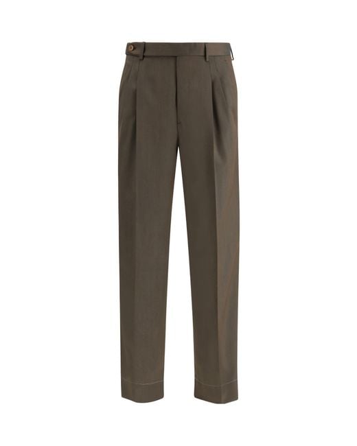 Brioni Gray Straight-Leg Pleated Tailored Trousers for men