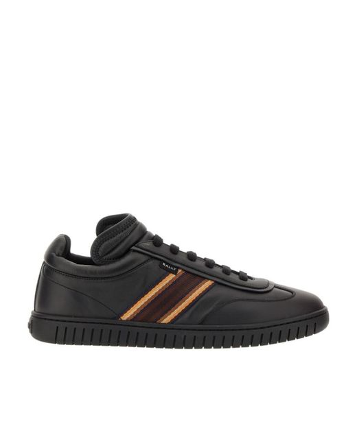 Bally Black Side-Stripe Round Toe Sneakers for men