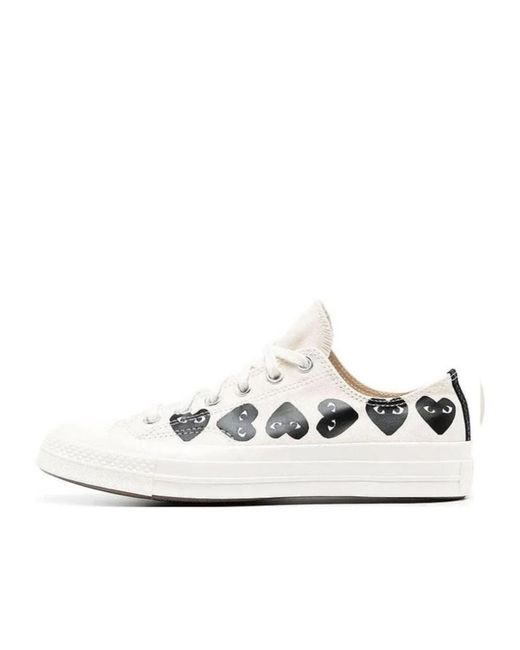 COMME DES GARÇONS PLAY White Printed Lace Low-Cut Skate Shoes for men