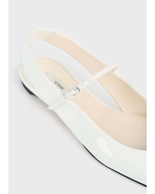 Totême White Totême Buckle Fastened Slingback Flats