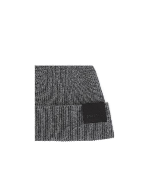 Tom Ford Gray Cuffed Knit Hat for men