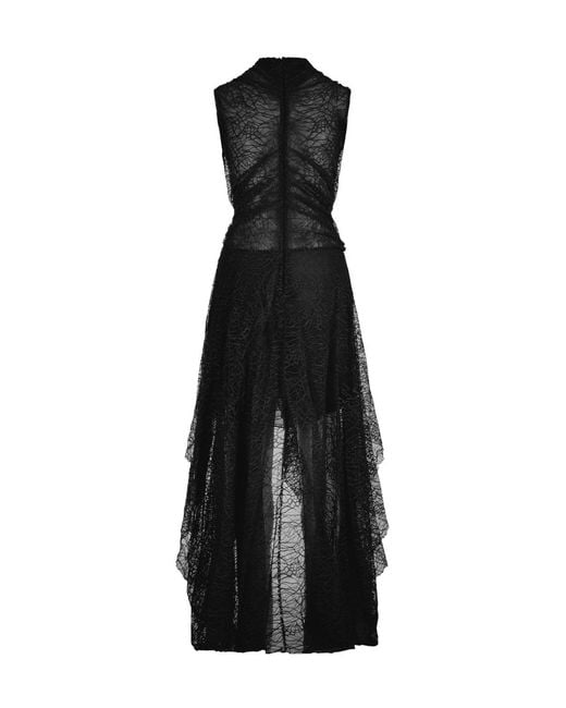 McQueen Black Asymmetric Sleeveless Midi Dress