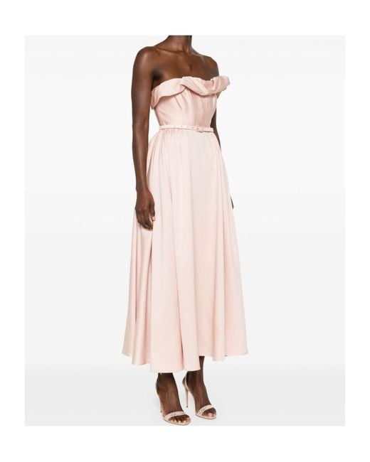 Roland Mouret Pink Ruffle Midi Dress