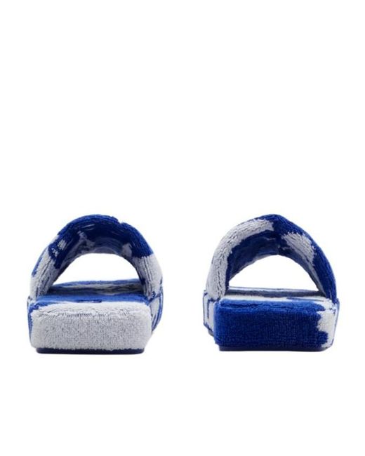 Burberry Blue Snug Cotton-Towelling Slippers