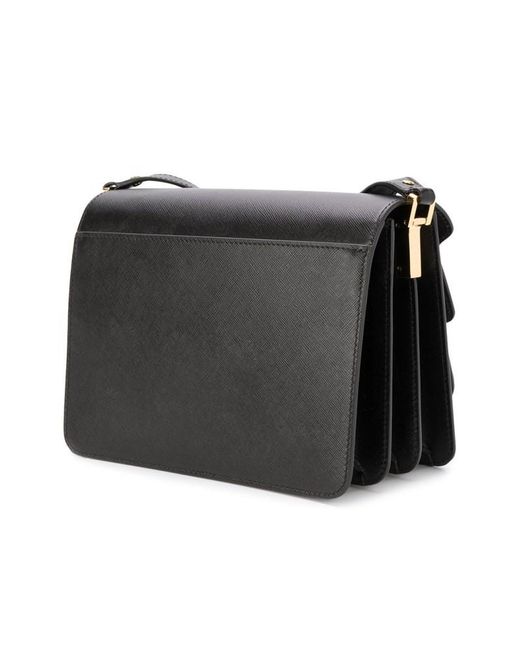 Marni Black Trunk Foldover Medium Shoulder Bag