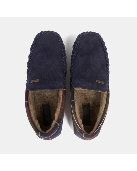 Barbour Blue Plaid Slippers for men