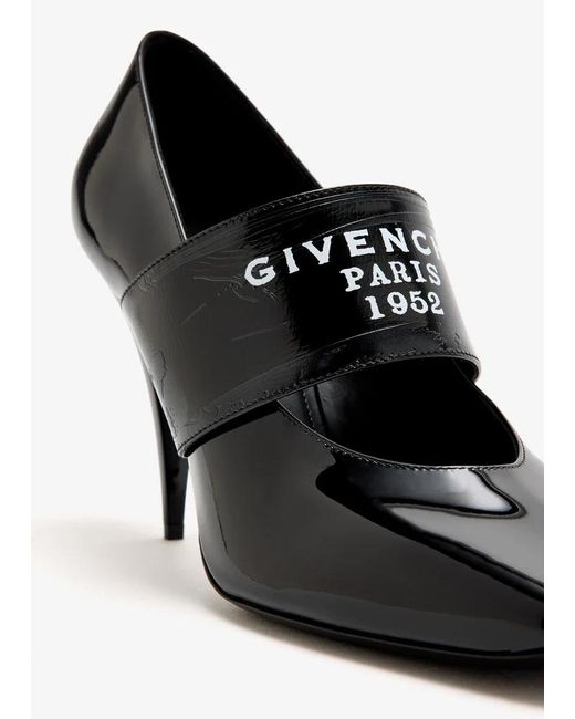 Givenchy Black Paris Logo Printed 1952 Square-Toe Pumps