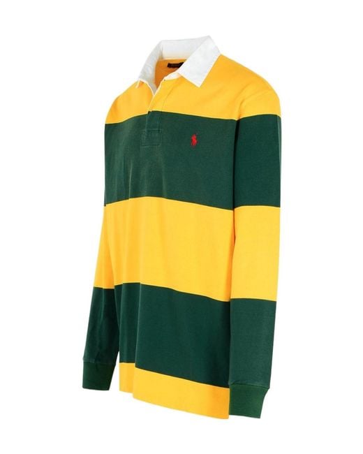 Polo Ralph Lauren Yellow Striped Rugby Polo Shirt for men