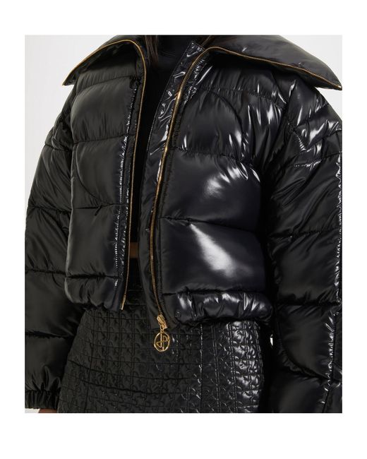 Patou Black Zip-Up Cropped Puffer Jacket