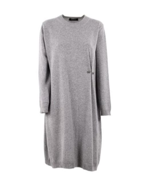 Fabiana Filippi Gray Metal Detail Wool Dress