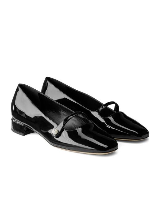 Jimmy Choo Black Flat Shoes Leather Salpa Metal Plastic