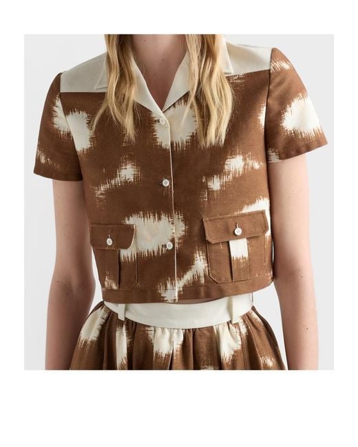 Prada Brown Pattern-Printed Short-Sleeved Shirt