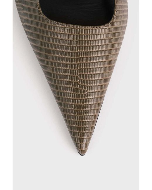 Totême  Brown Totême Embossed Pointed Toe Slingbacks