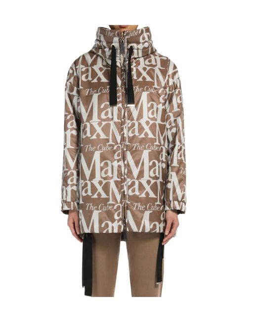 Max Mara Brown Double-Sided Down Jacket With Logo