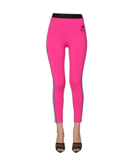 Etro Pink Striped High Waist Leggings