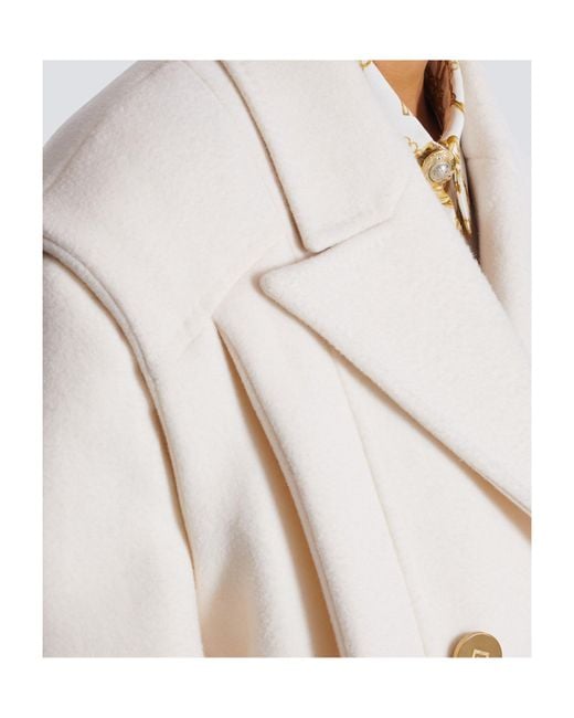 Balmain White Cropped Reefer Jacket