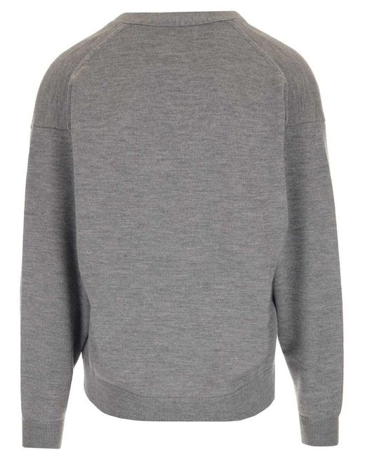 KENZO Gray Logo-Patch Button-Up Cardigan for men