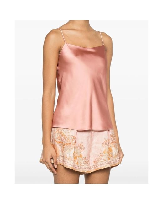 Herno Pink Spaghetti Straps Satin Tank Top