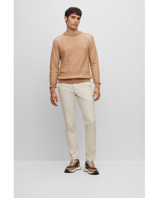 Boss Gray Boss Stretched Slim-Fit Trousers for men