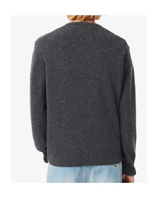 Lacoste Gray Embroidered Crew-Neck Sweater for men