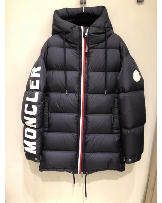 Moncler Blue Logo-Print Padded Jacket for men