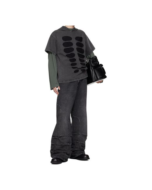 AVAVAV Black Cut-Out Hooded T-Shirt for men