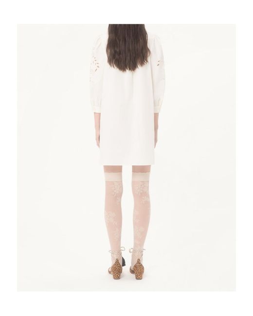 Valentino White Embroidered Poplin Shirt Dress