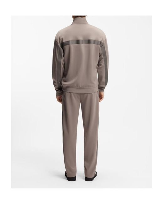 Boss Brown Logo Zip Sweatshirt for men