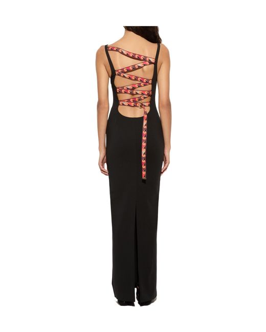Emilio Pucci Black Pucci Printed Tape Strappy Maxi Dress