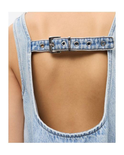 Ganni Blue Organic Cotton Denim Top
