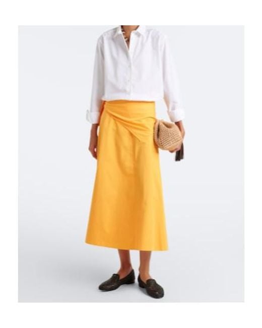 Vince Orange Cotton Poplin Midi Skirt