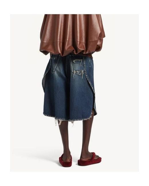 Balenciaga Blue Distressed Tulip Bermuda Shorts