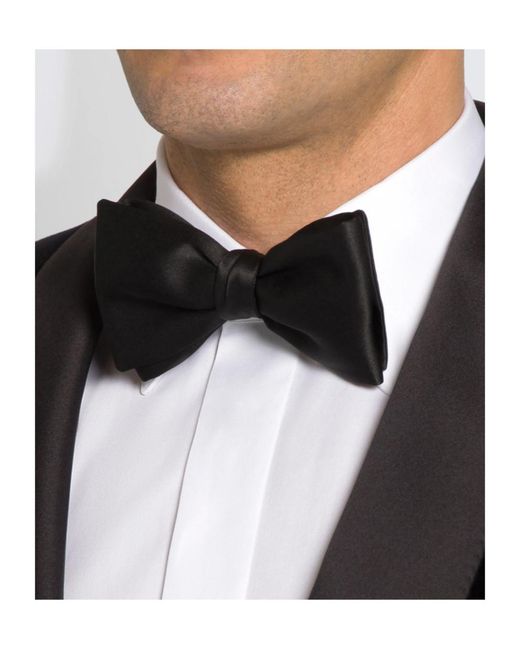 Brioni Black Satin Pre-Tied Bow Tie for men