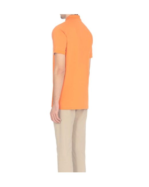 Fay Orange Logo Embroidered Short-Sleeved Polo Shirt for men