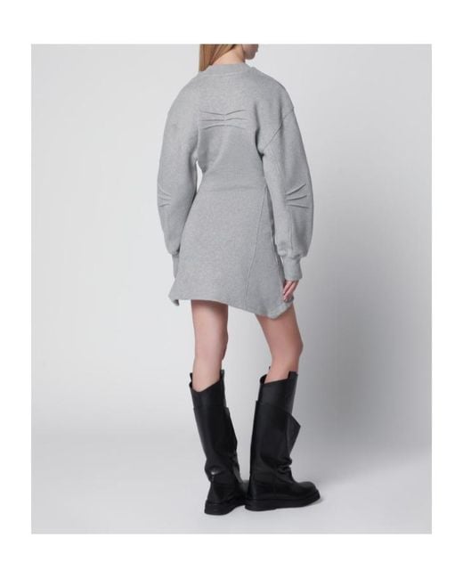 The Attico Gray The Draped Mini Sweatshirt Dress