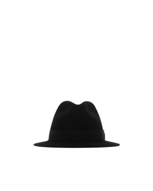 Saint Laurent Black Logo Plaque Fedora Hat