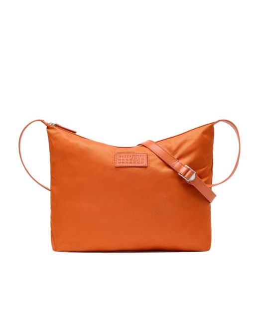 MM6 by Maison Margiela Orange Logo Patch Zipped Messenger Bag for men