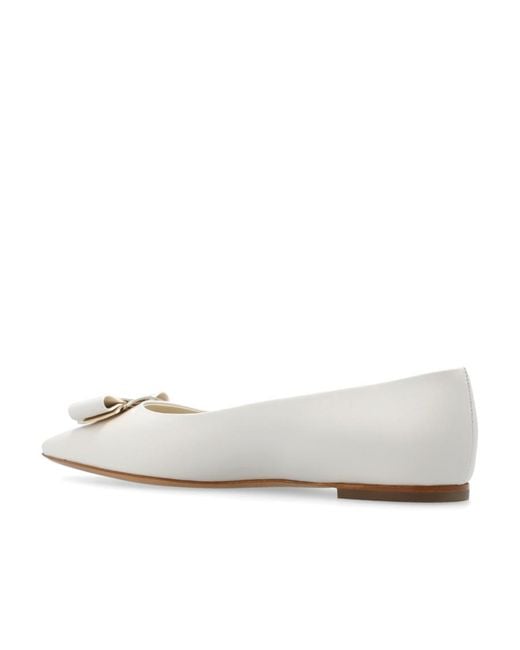 Ferragamo White Ferragamo Bow-Detailed Slip-On Ballerina Shoes