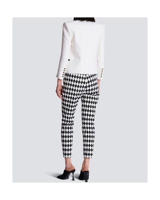 Balmain White Two-Tone Edge-To-Edge Jacket With 6 Buttons