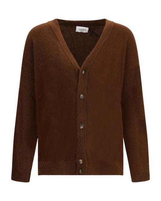 Laneus Brown Button-Up Knitted Cardigan for men