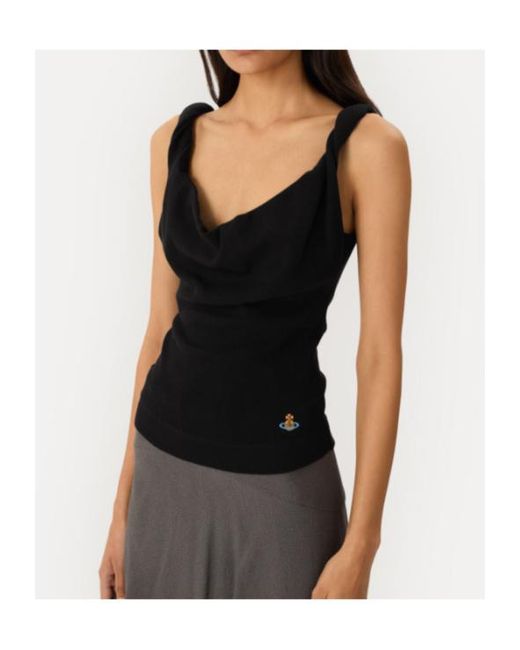 Vivienne Westwood Black Orb Embroidered Knitted Top