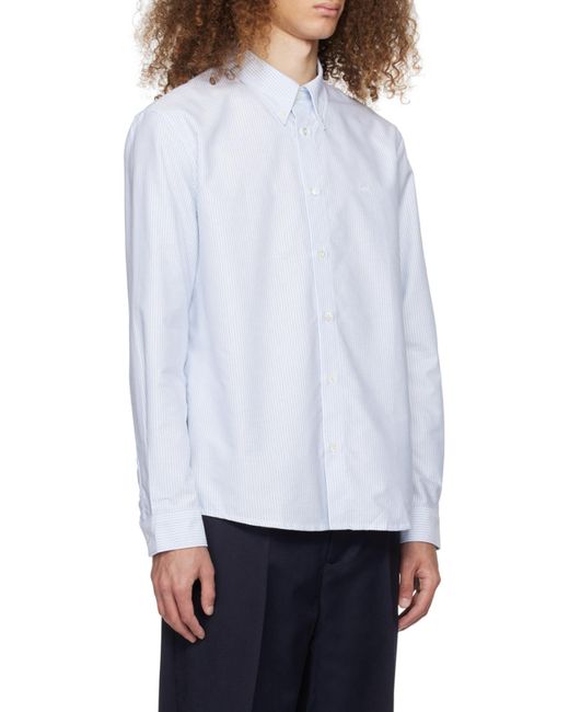 A.P.C. White Pinstriped Curved Hem Shirt for men