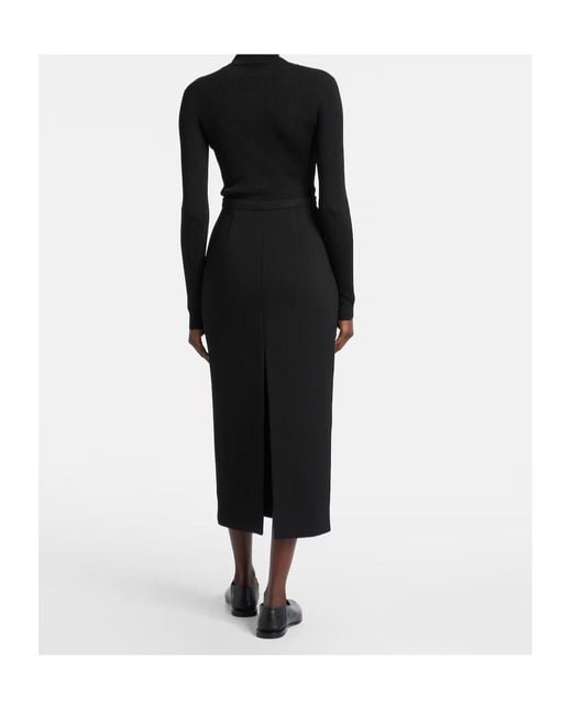 Givenchy Black Wool-Blend Midi Skirt